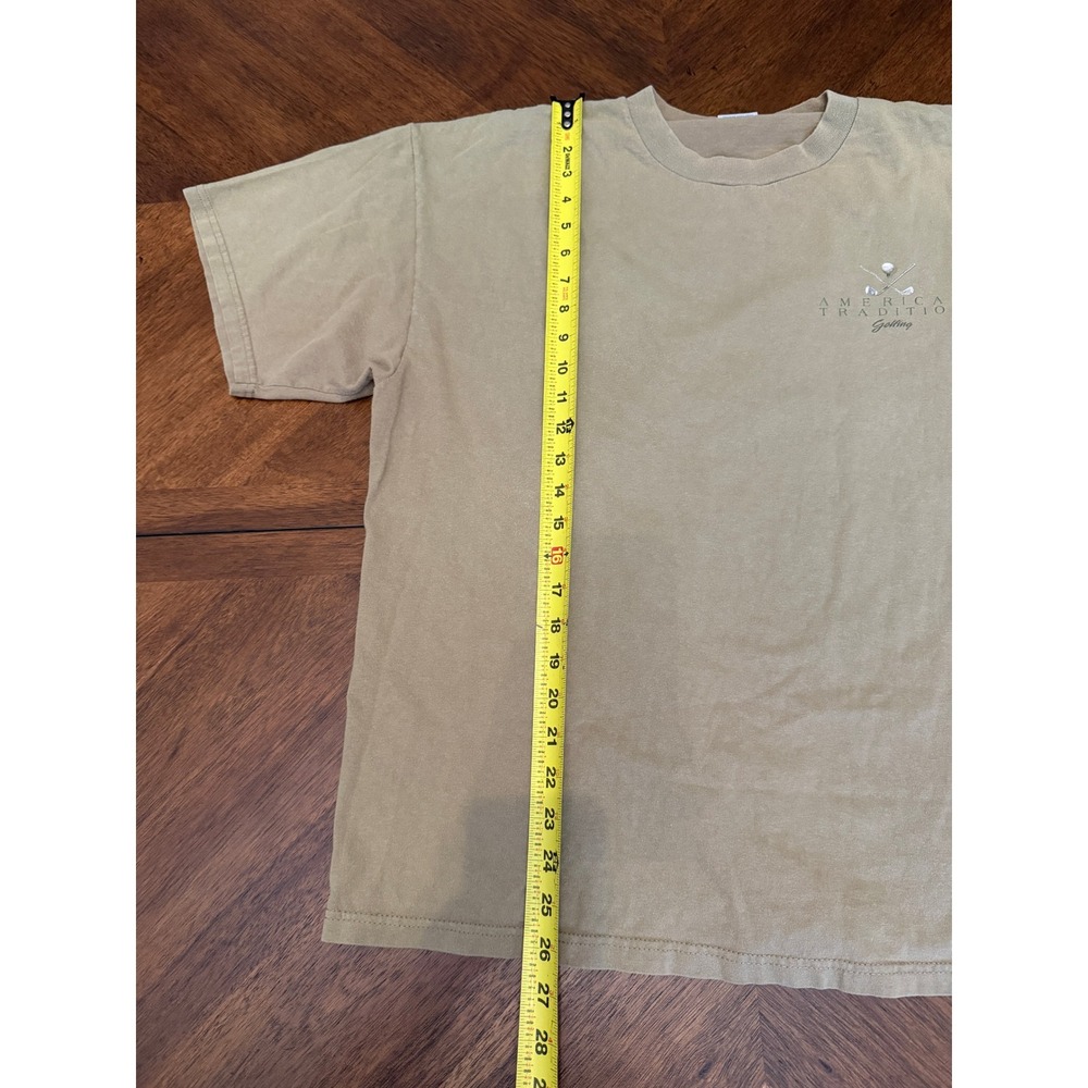 Vintage American Tradition Golfing T-Shirt Tan XL Golf Club Flag Graphic Tee - Picture 4 of 6